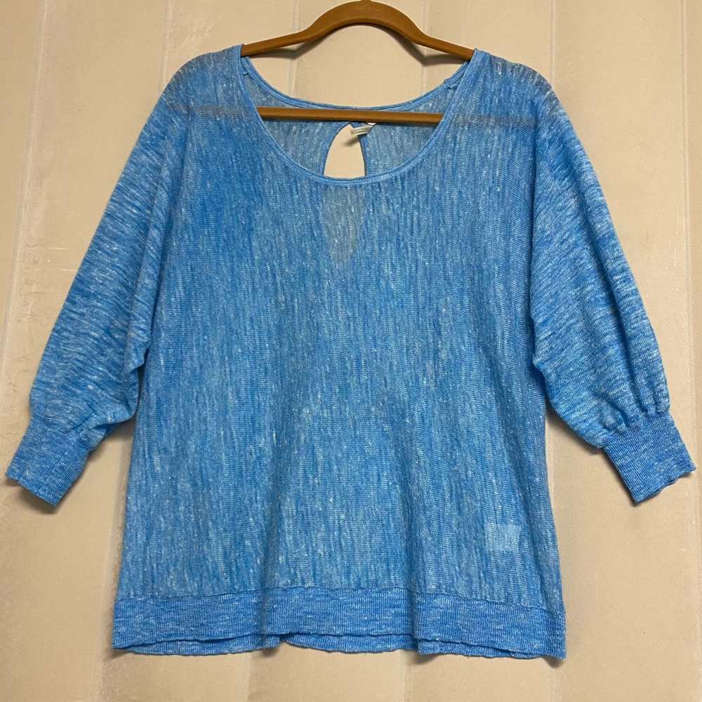 Margaret O’Leary Women’s Sweater Large Linen Blend Dolman Sleeve Designer Luxury